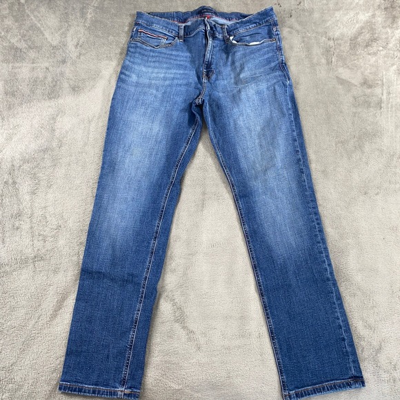 Tommy Hilfiger Other - Tommy Hilfiger Jeans Mens 34/32 Blue Fade Whiskers Straight Leg Stretch Denim